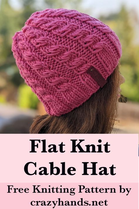 Flat Knit Cable Hat Pattern for Women Flat Knit Cable Hat Pattern Free, Knit Hat Pattern Free Women Beanie, Knitted Hat Patterns Free Women Straight Needles, Flat Knitting Patterns Free, Flat Knitted Hat Free Pattern, Flat Knit Hat Pattern Free, Cable Hat Pattern Free, Knitted Hat Patterns Free Women, Knit Slouchy Hat Pattern