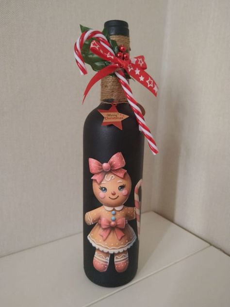 Bottle Ideas, Gingerbread Girl, Wine Bottle Crafts, Mod Podge, Bottle Crafts, Gingerbread, Wine Bottle, Wine