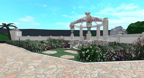 custom built by me #aesthetic #bloxburg #coquette Wedding Venues Bloxburg, Bloxburg Gazebo Ideas, Wedding Bloxburg, Bloxburg Wedding Venue Ideas, Aesthetic Gazebo, Coquette Bloxburg House, Bloxburg Bakery, Bloxburg Coquette, Bloxburg Rp