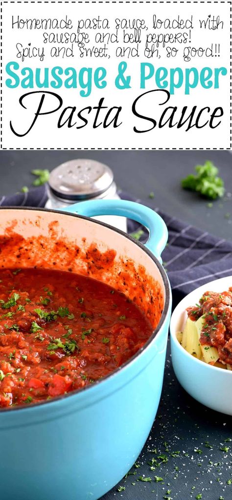 Make Ahead Pasta Sauce, Recipes With Sausage And Peppers, Crockpot Italian Sausage, Pepper Pasta Sauce, Sausage Pasta Sauce, Sausage And Peppers Pasta, Sausage Marinara, Sausage Sauce, Italian Sausage Pasta