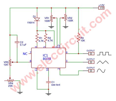 Mini function generator circuit using ICL8038 Synthesizer Diy, Triangle Wave, Function Generator, Electronic Circuit Design, Power Supply Circuit, Electronic Projects, Diy Tech, Cool Science Facts, Electronic Schematics