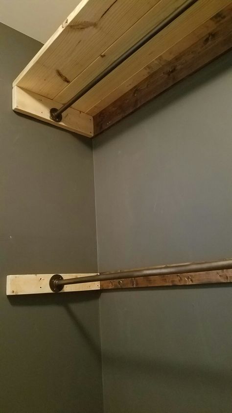 Closet Pole Ideas, Trailer Closet Remodel, Redo Closet Shelves, Diy Rv Closet, Make A Closet In A Room Without One, Diy Closet Rack, 2x4 Clothes Rack, Diy Closet Hanging Rod, Wood Rack For Clothes