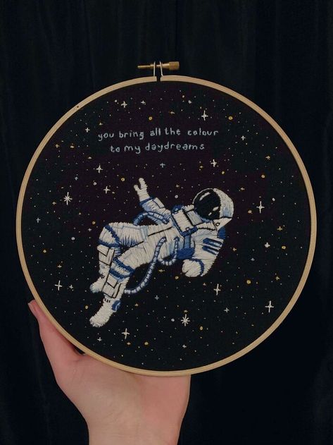 Astrology Embroidery, Cute Hand Embroidery, Space Embroidery, Embroidered Art, Pola Sulam, Cute Embroidery, Sewing Embroidery Designs, 자수 디자�인, Hand Embroidery Art