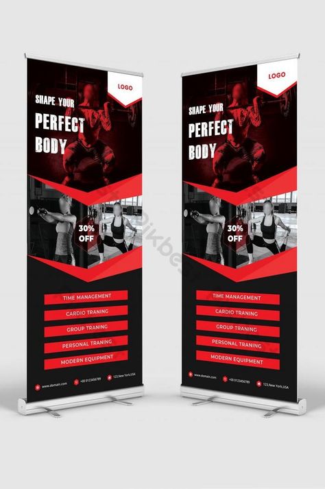 fitness gym roll-up banner design Pull Up Banner Design Inspiration, Standee Design Creative, Gym Banner Design, Yoga Poster Design, Pull Up Banner Design, Standing Banner, Standing Banner Design, Gym Banner, Roll Banner