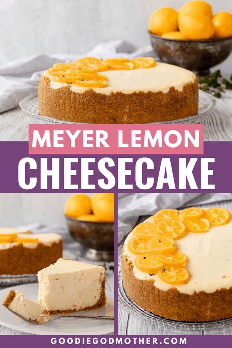 Meyer Lemon Cheesecake, Cheesecake From Scratch, New York Style Cheesecake Recipe, Lemon Cheesecake Recipe, Hot Fudge Cake, Easy Party Desserts, Lemon Cheesecake Recipes, Hot Chocolate Fudge, New Year's Desserts