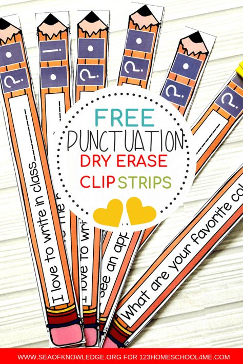 English Punctuation Activities FREE Cute and Re-usable Strips Punctuation Games, English Punctuation, English Language Activities, Punctuation Activities, Esl Grammar, Exhibition Models, Writing Station, 1st Grade Writing, First Grade Writing