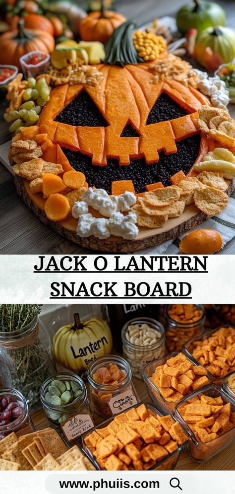 This festive and delightful Jack-O-Lantern snack board is the perfect centerpiece for your Halloween gatherings. Bursting with colorful vegetables and crunchy snacks, it not only pleases the eye but also satisfies the taste buds. This fun and healthy treat is a great way to celebrate the spooky season while keeping things light and nutritious. Crunchy Snacks, Snack Board, Healthy Treat, Colorful Vegetables, Crunchy Snack, Halloween Snacks, Halloween Desserts, Healthy Treats, Pumpkin Recipes