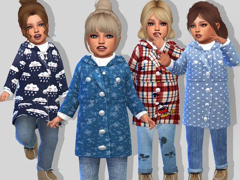 Pinkzombiecupcakes' Toddler Fall Coat Set Sims 4 Cc Toddler Girl Clothes, Sims Dresses, Toddler Cc Sims 4, Los Sims 4 Mods, Sims 4 Toddler Clothes, Alpha Cc, Sims Baby, Die Sims 4, Sims Clothes