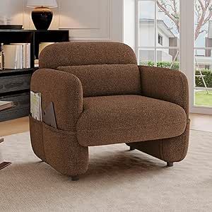 Brown Chair Living Room, Cheap Accent Chairs, Brown Accent Chair, Comfy Armchair, Upholstered Bedroom, Brown Chair, Accent Chair Set, Lounge Chairs Living Room, Teddy Fabric