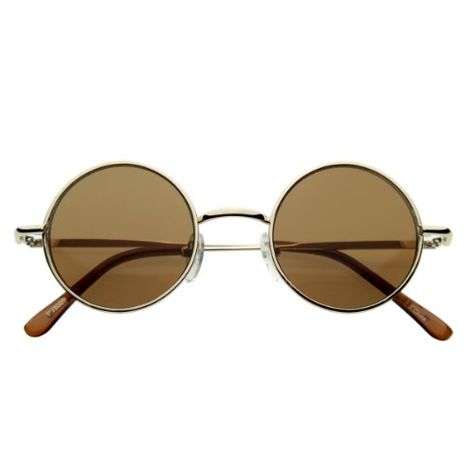 zeroUV  Small RetroVintage Style Lennon Inspired Round Metal Circle Sunglasses Gold >>> Want additional info? Click on the image(It is Amazon affiliate link). #follow4follow 70’s Hair, 70s Sunglasses, Circle Glasses, Affordable Sunglasses, Circle Sunglasses, Brown Glasses, Round Metal Sunglasses, Retro Shop, Metal Circle