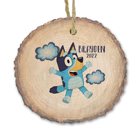 Personalized bluey healer dog ornament, Kids Christmas ornament, blue pup ornament, natural wood slice ornament #ad #bluey #blueyornament #christmasornament #christmasgiftideas #kids Bluey Ornaments Diy, Bluey Christmas Ornament, Bluey Ornament Diy, Kids Christmas Ornaments, Ornament Ideas, Wood Slice Ornament, Wood Christmas Ornaments, Christmas Tree Themes, Handmade Christmas Ornaments