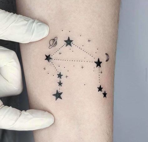 Libra Season – Cute Libra Tattoos For Zodiac Lovers Cute Libra Tattoos, Constellation Balance, Libra Sign Tattoos, Libra Tattoos, Libra Zodiac Tattoos, Libra Constellation Tattoo, Astrology Tattoo, Libra Constellation, Horoscope Tattoos