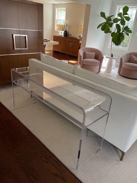 Acrylic Furniture Design, Acrylic Tables, Glass Bar Table, Acrylic Vase, Acrylic Coffee Table, Desk In Living Room, Vintage Interior, Home Desk, Dream House Decor