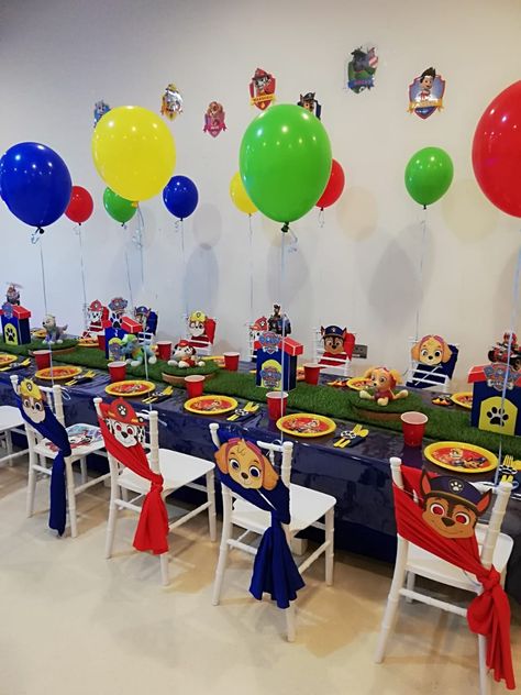 Chase Birthday Party, Paw Patrol Party Ideas, Paw Patrol Birthday Party Ideas, Paw Patrol Centerpiece, Paw Patrol Birthday Decorations, Kid Birthday Outfits, Paw Patrol Birthday Theme, Paw Patrol Decorations, Baby First Birthday Themes