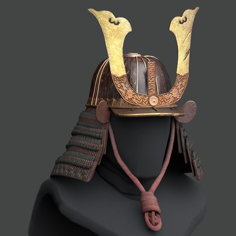 "Kabuto Samurai Helmet" by Sophia Landin Samurai Helmet Design, Godzilla Cosplay, Samurai Hat, Samurai Kabuto, Demon Samurai, Kabuto Helmet, Samurai Armour, Samurai Warrior Tattoo, Samurai Helmet