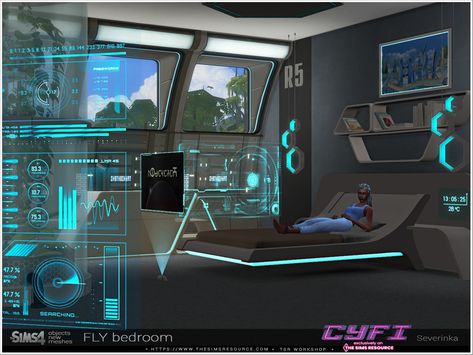 Futuristic Bed, Cyberpunk House, Punk House, Futuristic Bedroom, Lotes The Sims 4, Star Wars Room, Sims 4 Cc Folder, Sims Games, Adult Bedroom