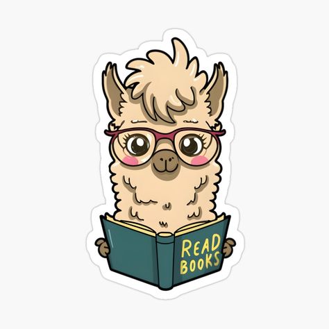 Get my art printed on awesome products. Support me at Redbubble #RBandME: https://www.redbubble.com/i/sticker/Llama-reading-a-book-by-Game-Graphics/157918546.EJUG5?asc=u Game Graphics, Reading A Book, Sticker Book, Llama, A Book, Science Poster, Sticker Design, Stranger Things Fanart, Books To Read