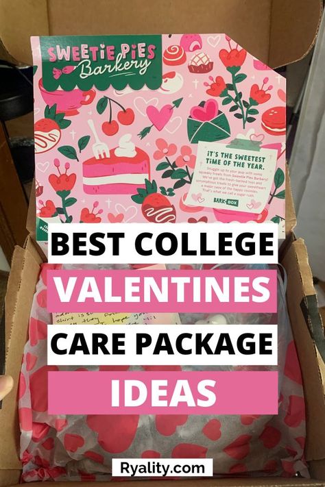 These are such good valentine gift box ideas for college students Valentine Gift Box Ideas, College Care Package Ideas, Valentines Day Care Package, Care Package Ideas, College Girl Gifts, Valentine Gifts For Girls, Valentines Gift Box, Package Ideas, College Student Gifts