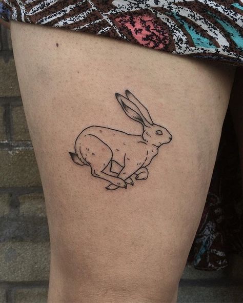 Run Rabbit Run Tattoo, Jack Rabbit Tattoo, Run Tattoo, Fairy Tale Tattoo, Run Rabbit Run, White Rabbit Tattoo, Running Tattoo, Rabbit Tattoo, Rock Tattoo