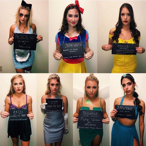 Princesses Gone Bad Costume, Princess Gone Bad Halloween Costume, Disney Gone Bad Costumes, Bad Princess Costume, Disney Princess Costumes College, Disney Princess Gone Bad, Disney Princesses Gone Bad, Princess Gone Bad, Bad Halloween Costumes