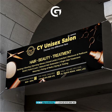 Banner design and print for a Unisex Salon Saloon Board Design, Unisex Salon Logo Design Ideas, Saloon Banner Design, Beauty Salon Banner Design, Salon Banner Design, Makeup Banner, Banner Spa, Beauty Salon Marketing, Cooking Png