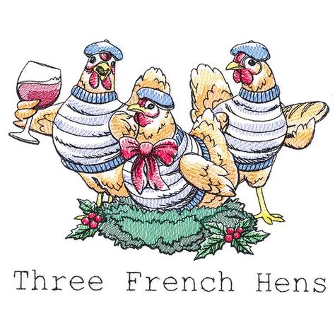 Order #17384084 French Hens Christmas, Three French Hens, French Hens, Freestanding Lace Embroidery, Saint Etienne, Holiday Flower, Twelve Days Of Christmas, Be Merry, Baby Projects