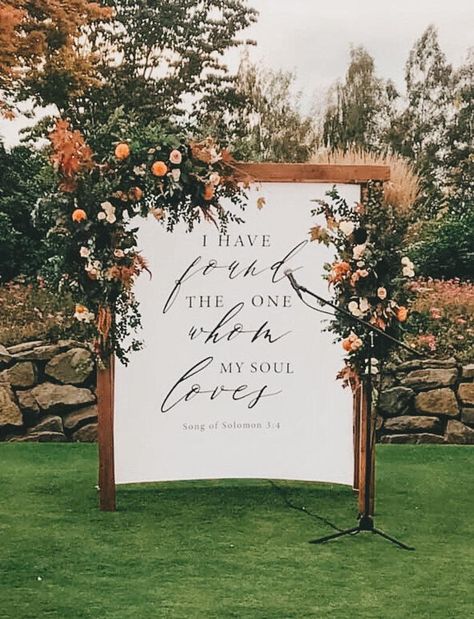 Wedding Backdrop for Ceremony Rustic Wedding Decorations I | Etsy Wedding Arch Display, I Have Found The One Whom My Soul Loves, Rustic Wedding Signage, Fall Wedding Arches, Rustic Wedding Decorations, Wedding Ceremony Arch, Wedding Banner, Future Wedding Plans, Song Of Solomon