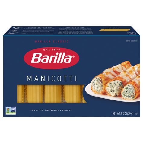 Three Cheese Manicotti Pasta with Ricotta, Mozzarella, & Parmigiano | Barilla Barilla Manicotti Recipe, Three Cheese Manicotti Recipe, Barilla Pasta Recipes, Three Cheese Manicotti, Traditional Bolognese, Pasta With Ricotta, Baked Manicotti, Manicotti Pasta, Cheese Manicotti