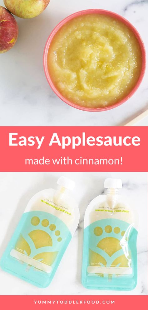 Easy Cinnamon Applesauce is my go-to kid-friendly side dish to any meal AND it is done in less than 30 minutes! This homemade Cinnamon Applesauce is made with fresh apples and only a couple of other simple ingredients. It is a great baby food idea, toddlers love it in reusable pouches, and teens like it too. No crock pot is necessary because I like making mine right on the stove top! Get the full recipe here. Homemade Cinnamon Applesauce, Baby Applesauce, Applesauce Pouches, Kid Friendly Side Dishes, Cinnamon Applesauce, How To Make Applesauce, Side Dishes For Bbq, Quick Easy Snacks, Easy Cinnamon