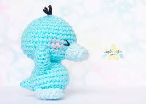 Crochet Pokemon Psyduck, Psyduck Crochet Pattern, Shiny Psyduck, Psyduck Crochet Free Pattern, Crochet Psyduck, Pokemon Crochet Pattern, Crochet Pokemon, Cute Gifts For Friends, Pokemon Birthday Party