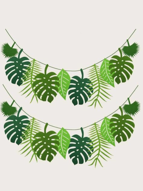 1set Leaf Design Decorative Pull Flag | SHEIN USA Leaf Banner, Jungle Theme Decorations, Birthday Theme Decoration, Animal Theme Birthday, Hawaiian Party Theme, Aloha Party, Fest Temaer, Jungle Theme Parties, Summer Party Themes