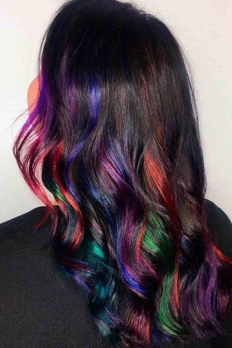 Peekaboo Hair Ideas, Funky Hair Colors, Peekaboo Hair Colors, Vivid Hair, Peekaboo Highlights, Peekaboo Hair, Long Face Hairstyles, Hair Styles 2017, Funky Hairstyles