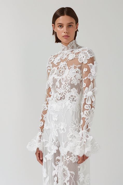 Model in Floral Lace Appliqué Dress White Floral Lace Dress, Appliqué Dress, Inspirational Digital Art, Solid Background, Dress With Long Sleeves, Floral Lace Dress, Applique Dress, Aspect Ratio, Lace Applique