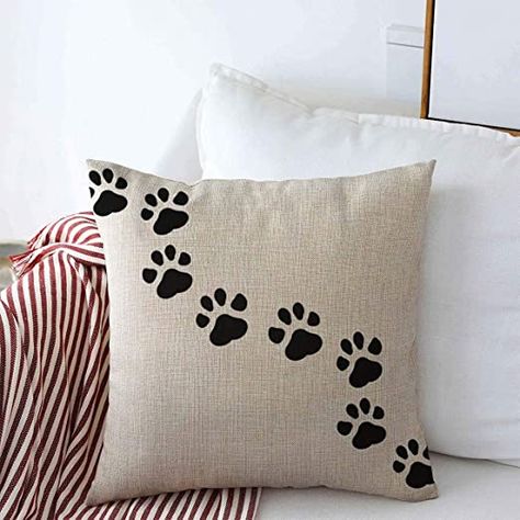 Winter Home, Dog Pillow, Linen Pillow Cases, White Dogs, Winter House, Throw Pillow Cases, Decorative Throws, Dog Paws, Dog Puppy