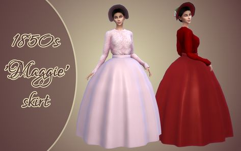 1850s 'Maggie' skirt | Vintage Simstress on Patreon Sims 4 Decades Challenge, Crinoline Dress, 1850s Fashion, Crinoline Skirt, Sims 4 Dresses, Happy Belated Birthday, Sims4 Clothes, Sims Hair, Victorian Clothing