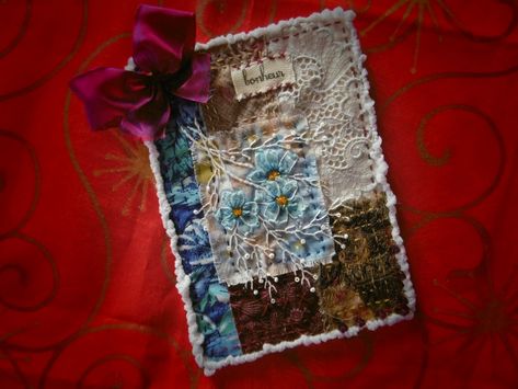 Fabric Greeting Cards, Fabric Postcards, Fabric Embellishment, Fabric Cards, Fabric Journals, Fabric Collage, Art Textile, Pin Cushions, Embellishments