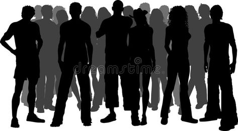 Drawing Of A Crowd Of People, Stand Out From The Crowd Illustration, Crowd Of People Drawing, Crowd Silhouette, Group Of People Silhouette, Crowd Drawing, Crowd Silhouette People, Shadow People, Silhouette People