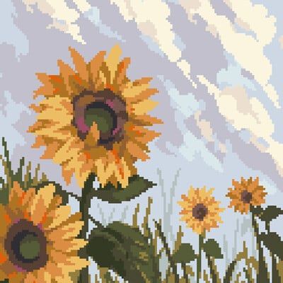 Sunflower Yellow Aesthetic, Sunflower Yellow, Yellow Aesthetic, Follow For More, Pixel Art, Sunflower, Cross Stitch, Yellow, Twitter