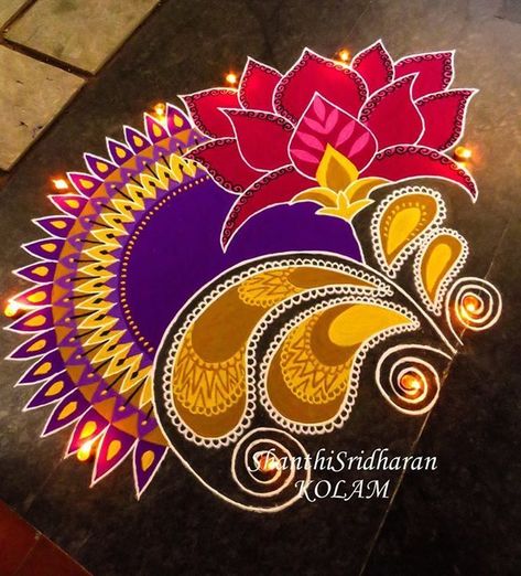 Purple Rangoli Designs, Easy And Beautiful Rangoli For Diwali, Mandala Rangoli Designs Latest, Rangoli Designs With Lotus, Lotus Design Rangoli, Lotus Rangoli For Diwali, Mandala Rangoli Designs Diwali, Rangoli Designs Diwali Latest Images, Rangoli Designs Mandala