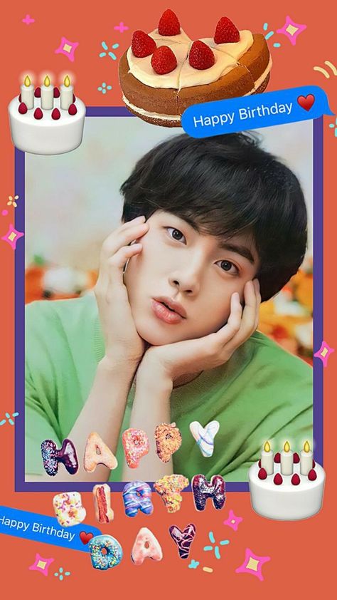 hair beauty Jin Birthday Photo, Bts Jin Birthday Picture, Happy Birthday Jin Bts, Jin Birthday Edit, Bts Jin Birthday, Jin Happy Birthday, Jins Birthday, Kim Seokjin Birthday, Jin Birthday