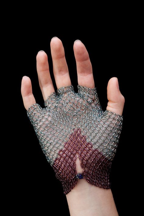 Beaded Glove - Back by ElizaFish on DeviantArt Net Gloves, Beaded Gloves, Beaded Work, Fashion Gloves, Gloves Fashion, Gloves Design, Hand Gloves, The Button, Diy Crafts For Gifts