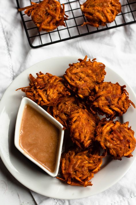 This recipe for sweet potato fritters can be serve with Lemon Tahini Sauce or with a Cinnamon Honey Dip. Either way, making this recipe is a great way to experience the culture and flavor of Chad! Honey Dip, Lemon Tahini Sauce, Sweet Potato Fritters, Family Dinner Night, Friendsgiving Food, Potato Fritters, Lemon Tahini Dressing, Cinnamon Honey, African Recipes