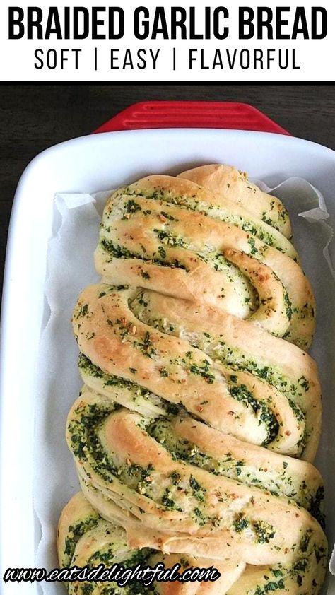 Braided Garlic, Recipe Garlic Bread, Garlic Bread From Scratch, Garlic Herb Bread, Homemade Garlic Bread Recipe, Bread Twists, Homemade Yeast, Bread Recipe Video, Make Garlic Bread