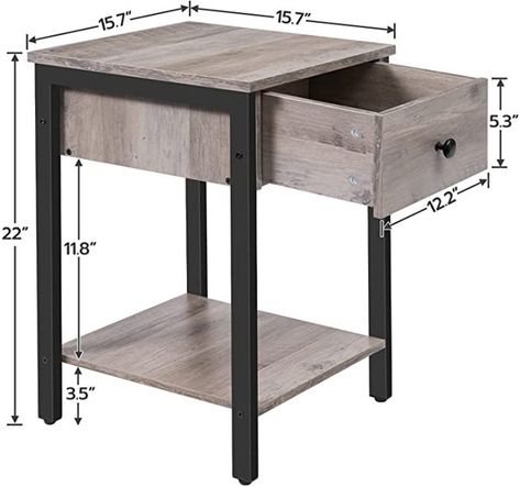 Shelf For Living Room, Industrial Side Table, Tall End Tables, Side Table With Drawer, Grey Table, Brown Table, Box Organizer, End Tables With Storage, Toy Box