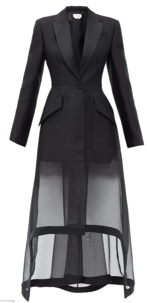 ALEXANDER MCQUEEN Sheer-hem single-breasted organza coat $6,190 Alexander Mcqueen Outfit, Organza Coat, Savile Row, Coat Design, Clothing Hacks, Apparel Design, Fancy Dresses, Classy Outfits, Single Breasted