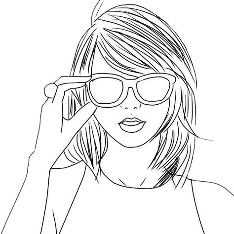 Taylor Swift Art Painting Easy, Taylor Swift Line Art Drawings, Taylor Swift Silhouette Art, Taylor Swift Coloring Pages Reputation, Taylor Swift Art Projects, Taylor Swift Sketch Pencil, Taylor Swift Outline Drawing, How To Draw Taylor Swift, Taylor Swift Colouring Pages