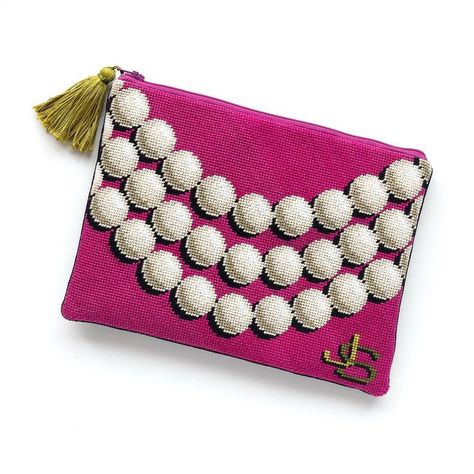 Jeni Sandberg on Instagram: "Get ready to clutch your pearls. Coming soon. If you are a shop interested in wholesale orders, please be in touch—pre-orders are happening now. Finishing by @lastitcheria. #needlepoint #needlepointclutch #modernneedlepoint" Modern Needlepoint, Pearl Clutch, Needlepoint Designs, Modern Typography, Needlepoint Canvases, Glass Paperweights, Letter Patterns, Something Beautiful, Get Ready