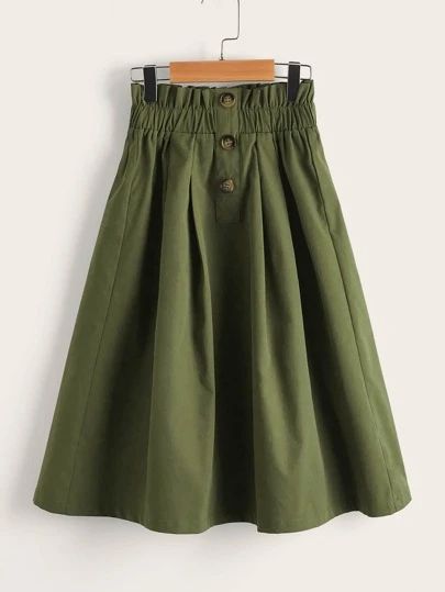 Shop Girls Clothing | Tops, Jeans & Dresses | SHEIN USA Button Front Midi Skirt, Girls Skirts, Midi Flare Skirt, Long Skirts, Skirts Online, Casual Girl, Long A Line, Flare Skirt, Jeans Dress