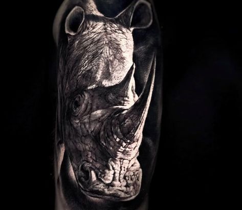 Rhinoceros Tattoo, Rhino Tattoo, African Rhino, Tiger Tattoo Sleeve, Avengers Tattoo, Black And Grey Tattoo, Forearm Tattoo Women, Realistic Tattoo, Red Tattoos