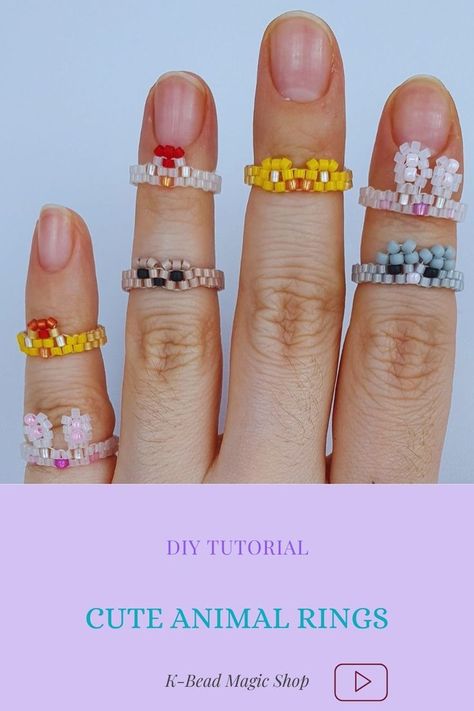 Rings With Beads, Diy Rings Tutorial, Diy Beaded Rings, Rings Diy, Bead Charms Diy, Beaded Ring, Beaded Necklace Diy, Beads Bracelet Design, Handmade Jewelry Tutorials